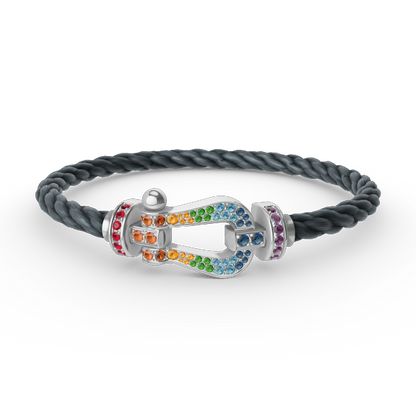 [moco jewelrys]GROSSES HUFEISEN FARBIGES DIAMANTENARMBAND SILBER