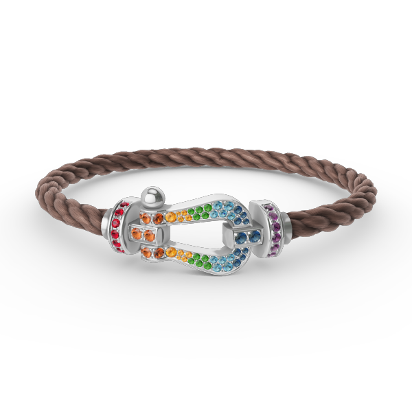 [moco jewelrys]GROSSES HUFEISEN FARBIGES DIAMANTENARMBAND SILBER