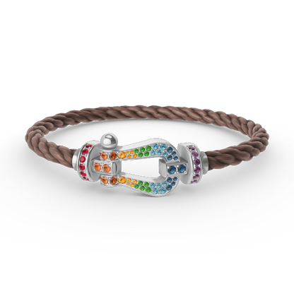 [moco jewelrys]GROSSES HUFEISEN FARBIGES DIAMANTENARMBAND SILBER