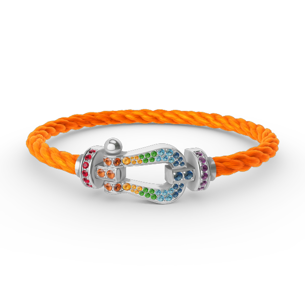 [moco jewelrys]GROSSES HUFEISEN FARBIGES DIAMANTENARMBAND SILBER