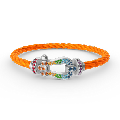 [moco jewelrys]GROSSES HUFEISEN FARBIGES DIAMANTENARMBAND SILBER