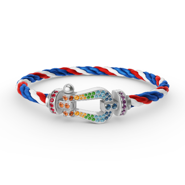 [moco jewelrys]GROSSES HUFEISEN FARBIGES DIAMANTENARMBAND SILBER