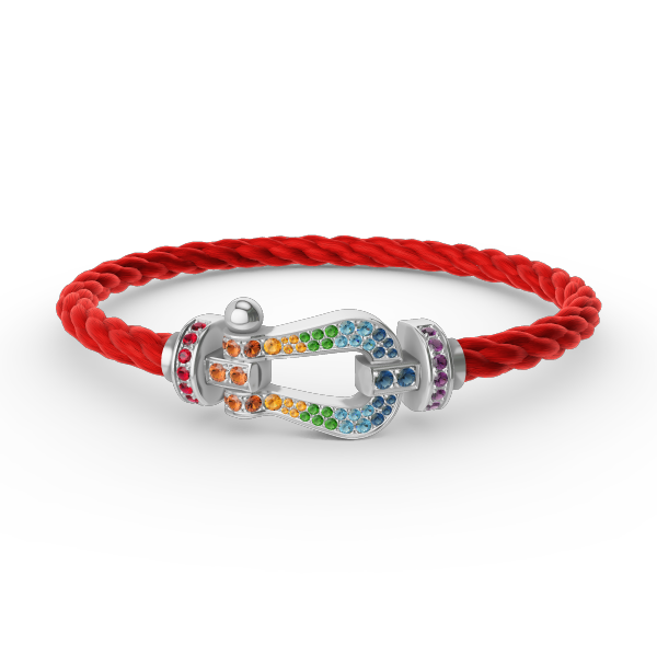 [moco jewelrys]GROSSES HUFEISEN FARBIGES DIAMANTENARMBAND SILBER