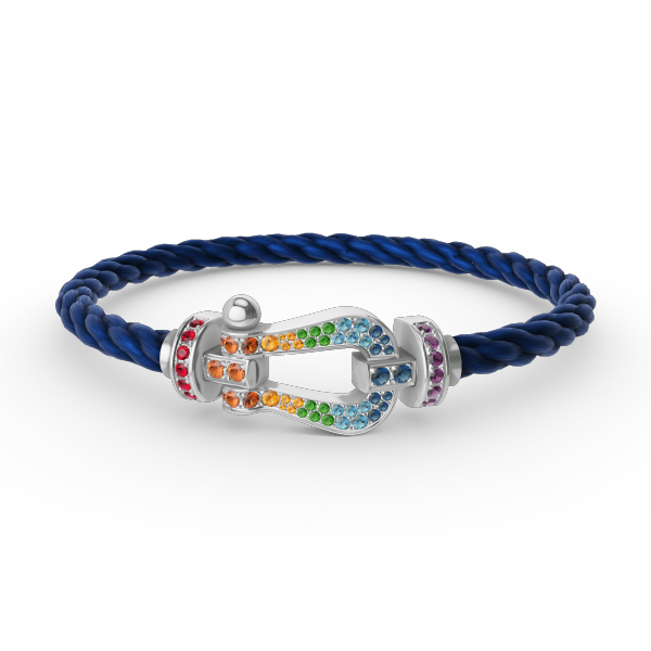 [moco jewelrys]GROSSES HUFEISEN FARBIGES DIAMANTENARMBAND SILBER