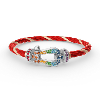 [moco jewelrys]GROSSES HUFEISEN FARBIGES DIAMANTENARMBAND SILBER