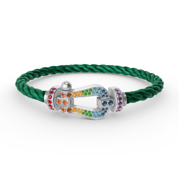 [moco jewelrys]GROSSES HUFEISEN FARBIGES DIAMANTENARMBAND SILBER