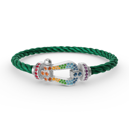 [moco jewelrys]GROSSES HUFEISEN FARBIGES DIAMANTENARMBAND SILBER