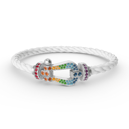 [moco jewelrys]GROSSES HUFEISEN FARBIGES DIAMANTENARMBAND SILBER