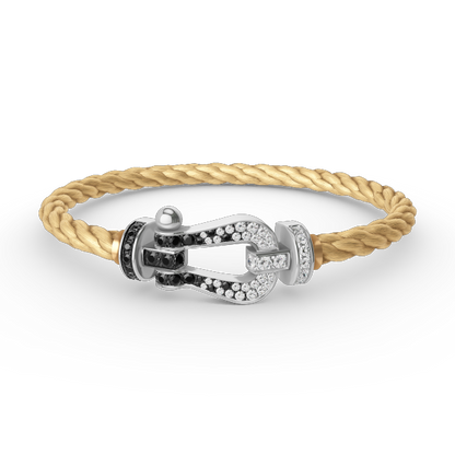 [moco jewelrys]FORCE GROSSES HUFEISEN SCHWARZ WEISS DIAMANT ARMBAND SILBER