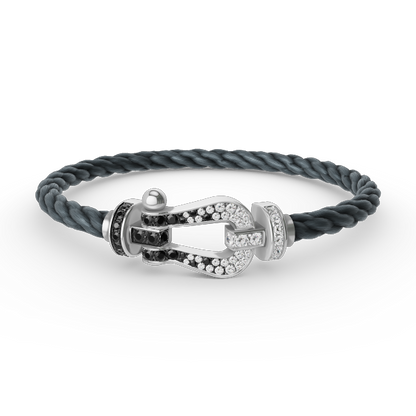 [moco jewelrys]FORCE GROSSES HUFEISEN SCHWARZ WEISS DIAMANT ARMBAND SILBER