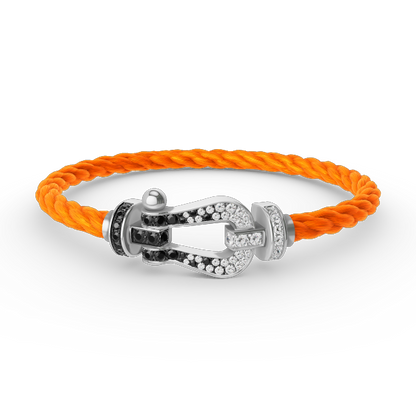 [moco jewelrys]FORCE GROSSES HUFEISEN SCHWARZ WEISS DIAMANT ARMBAND SILBER