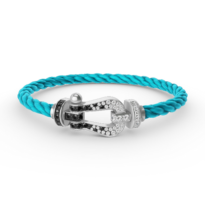 [moco jewelrys]FORCE GROSSES HUFEISEN SCHWARZ WEISS DIAMANT ARMBAND SILBER