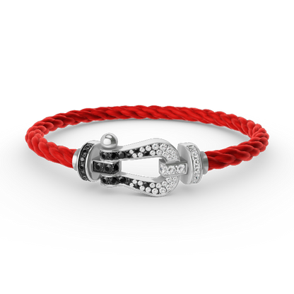 [moco jewelrys]FORCE GROSSES HUFEISEN SCHWARZ WEISS DIAMANT ARMBAND SILBER