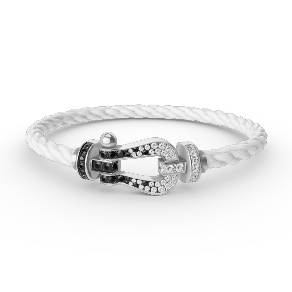 [moco jewelrys]FORCE GROSSES HUFEISEN SCHWARZ WEISS DIAMANT ARMBAND SILBER
