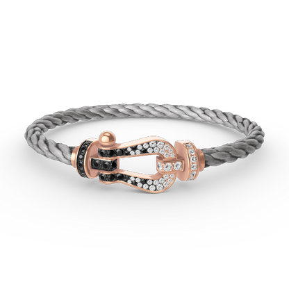 [moco jewelrys]FORCE GROSSES HUFEISEN SCHWARZ WEISS DIAMANT ARMBAND ROSÉGOLD