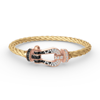 [moco jewelrys]FORCE GROSSES HUFEISEN SCHWARZ WEISS DIAMANT ARMBAND ROSÉGOLD