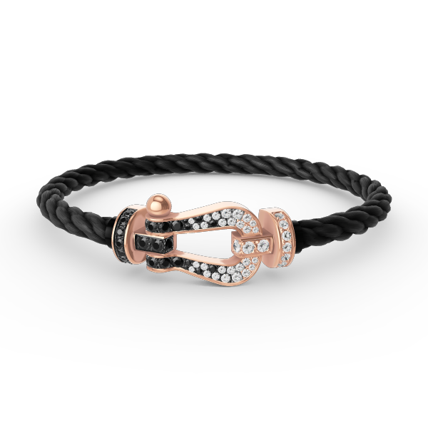 [moco jewelrys]FORCE GROSSES HUFEISEN SCHWARZ WEISS DIAMANT ARMBAND ROSÉGOLD