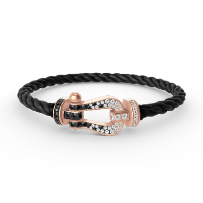 [moco jewelrys]FORCE GROSSES HUFEISEN SCHWARZ WEISS DIAMANT ARMBAND ROSÉGOLD