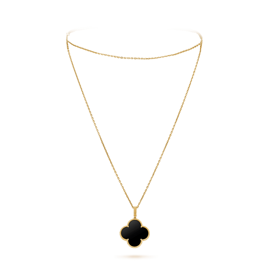 [moco jewelrys]KLEE 25MM GOLD ONYX GROßE KLEEHALSKETTE