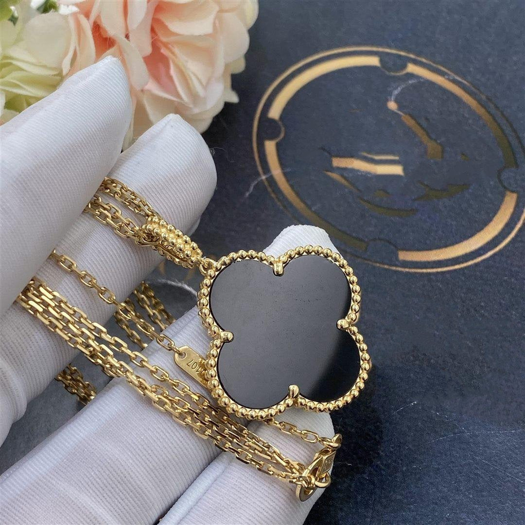 [moco jewelrys]KLEE 25MM GOLD ONYX GROßE KLEEHALSKETTE