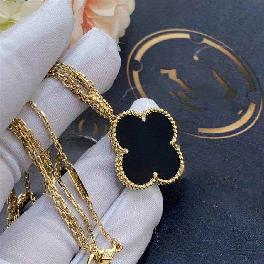 [moco jewelrys]KLEE 25MM GOLD ONYX GROßE KLEEHALSKETTE