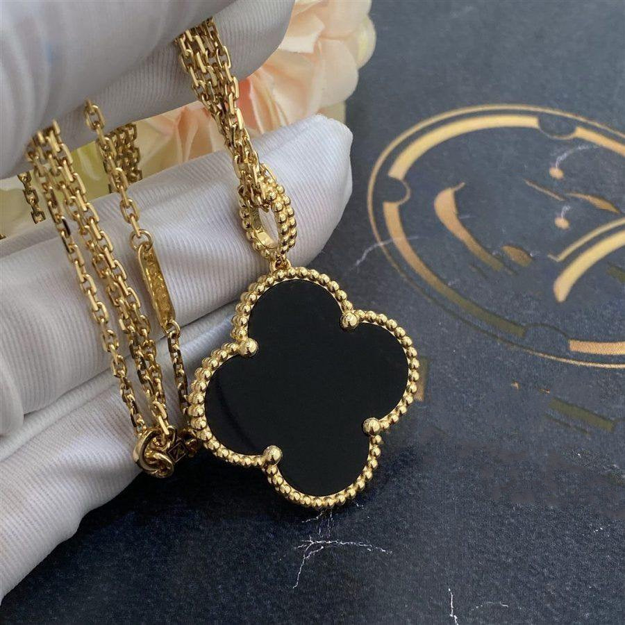 [moco jewelrys]KLEE 25MM GOLD ONYX GROßE KLEEHALSKETTE