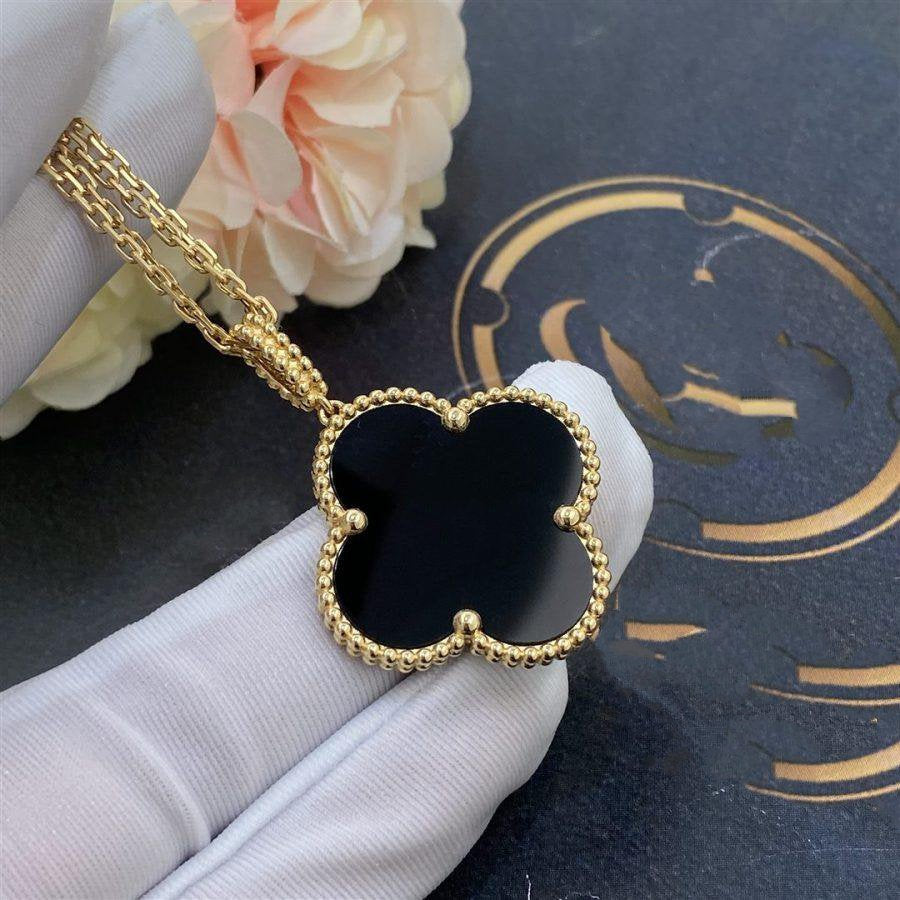 [moco jewelrys]KLEE 25MM GOLD ONYX GROßE KLEEHALSKETTE