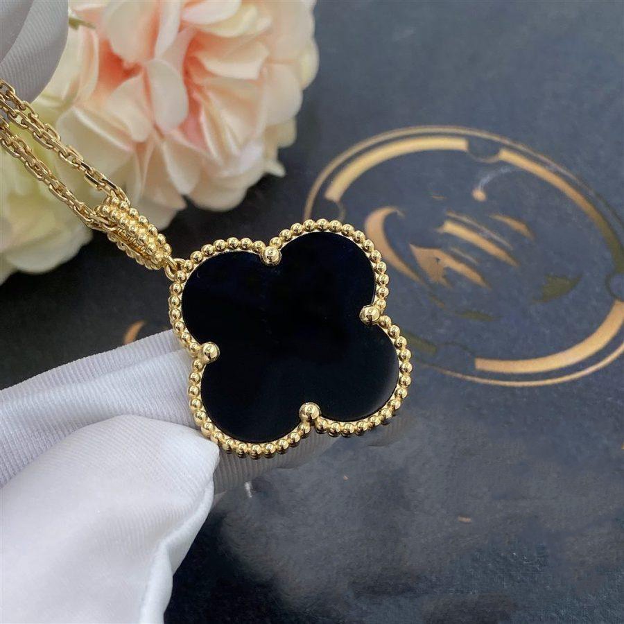 [moco jewelrys]KLEE 25MM GOLD ONYX GROßE KLEEHALSKETTE