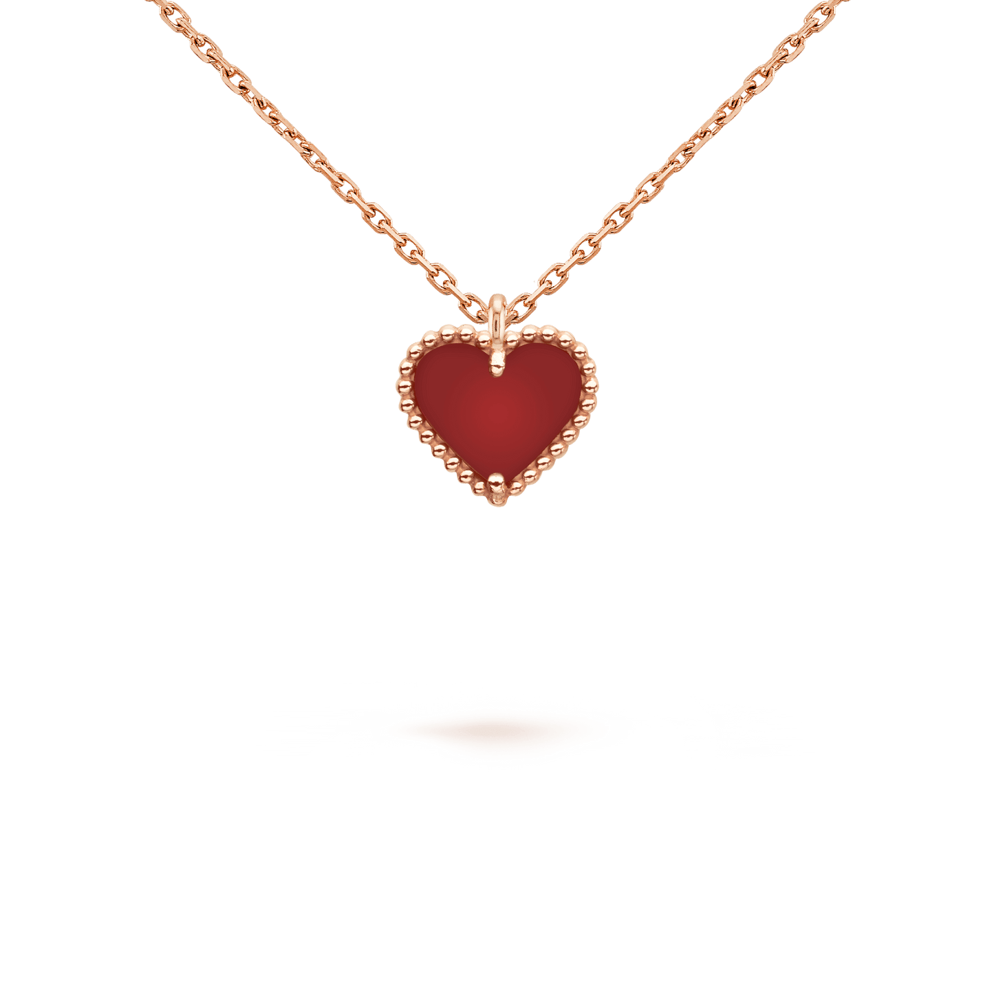 [moco jewelrys]SÜSSES KLEE-KARNEOL-HERZ-HALSKETTE