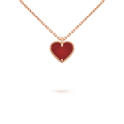 [moco jewelrys]SÜSSES KLEE-KARNEOL-HERZ-HALSKETTE