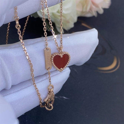 [moco jewelrys]SÜSSES KLEE-KARNEOL-HERZ-HALSKETTE