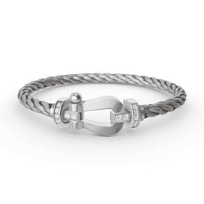 [moco jewelrys]FORCE LARGE HORSESHOE HALF DIAMOND BRACELET SILBER