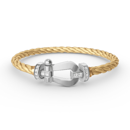 [moco jewelrys]FORCE LARGE HORSESHOE HALF DIAMOND BRACELET SILBER
