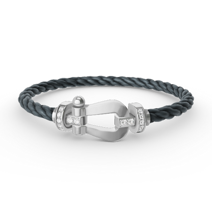 [moco jewelrys]FORCE LARGE HORSESHOE HALF DIAMOND BRACELET SILBER