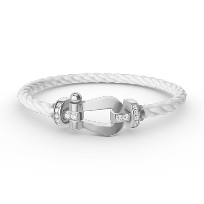 [moco jewelrys]FORCE LARGE HORSESHOE HALF DIAMOND BRACELET SILBER